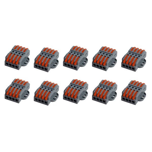 Main product image for Quick Lever Wire Nut Splice Inline Wire Connectors with Mounting Tab (4 In 4 Out) 10-Pack 095-099